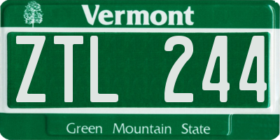 VT license plate ZTL244