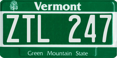 VT license plate ZTL247