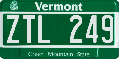 VT license plate ZTL249