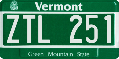 VT license plate ZTL251