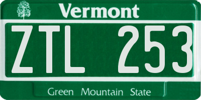 VT license plate ZTL253