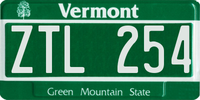 VT license plate ZTL254