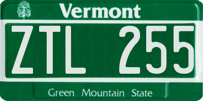 VT license plate ZTL255