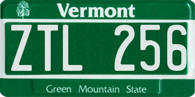 VT license plate ZTL256