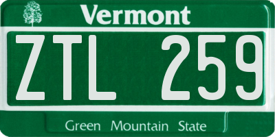 VT license plate ZTL259
