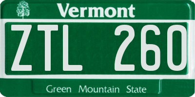 VT license plate ZTL260