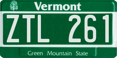 VT license plate ZTL261