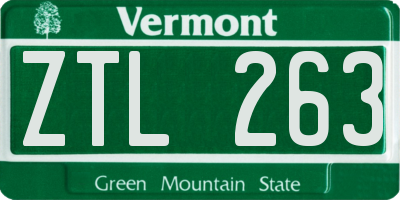VT license plate ZTL263