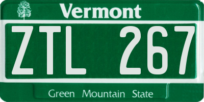 VT license plate ZTL267