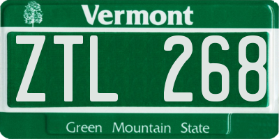VT license plate ZTL268