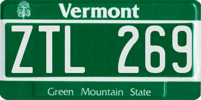 VT license plate ZTL269