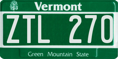 VT license plate ZTL270