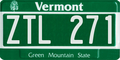 VT license plate ZTL271