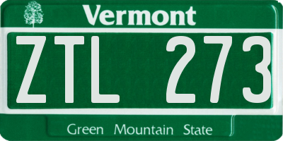 VT license plate ZTL273