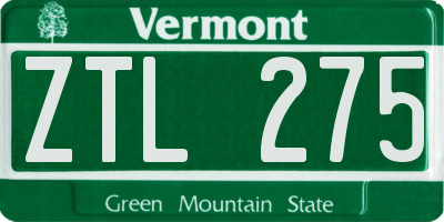 VT license plate ZTL275