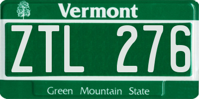 VT license plate ZTL276