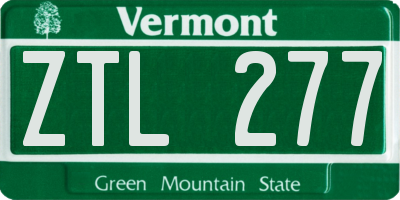 VT license plate ZTL277