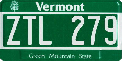 VT license plate ZTL279