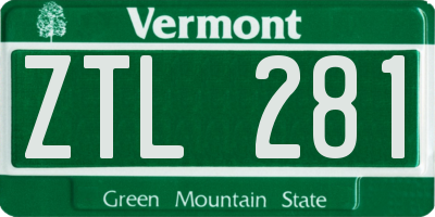 VT license plate ZTL281