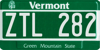 VT license plate ZTL282