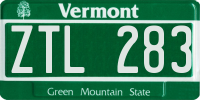 VT license plate ZTL283