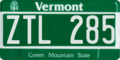 VT license plate ZTL285