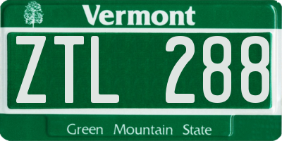 VT license plate ZTL288