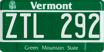 VT license plate ZTL292
