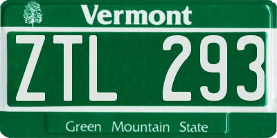 VT license plate ZTL293