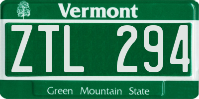 VT license plate ZTL294