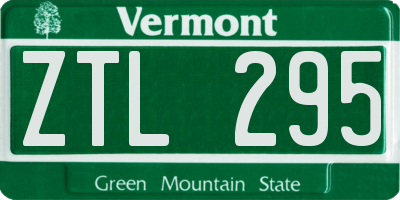 VT license plate ZTL295