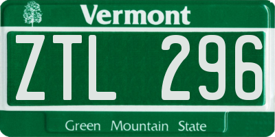 VT license plate ZTL296