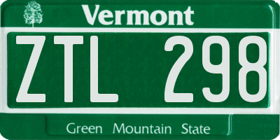 VT license plate ZTL298