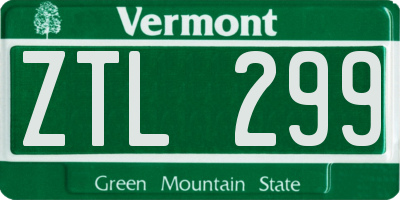 VT license plate ZTL299