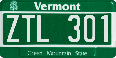VT license plate ZTL301