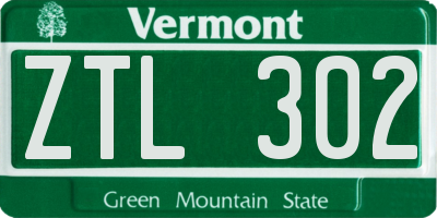 VT license plate ZTL302