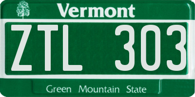 VT license plate ZTL303