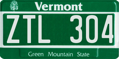 VT license plate ZTL304