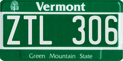 VT license plate ZTL306