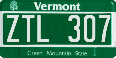 VT license plate ZTL307