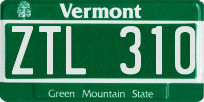 VT license plate ZTL310