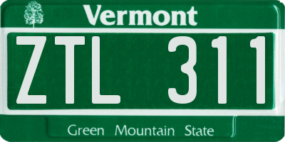 VT license plate ZTL311