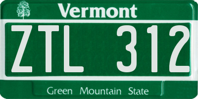 VT license plate ZTL312