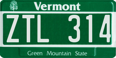 VT license plate ZTL314