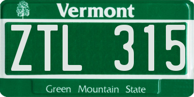VT license plate ZTL315