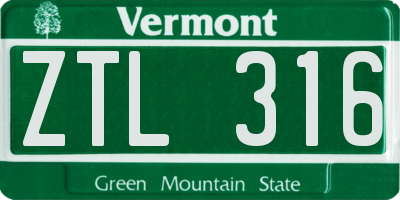 VT license plate ZTL316