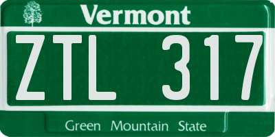 VT license plate ZTL317