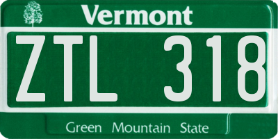 VT license plate ZTL318