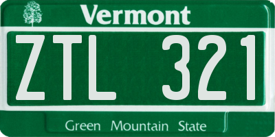 VT license plate ZTL321