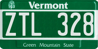 VT license plate ZTL328